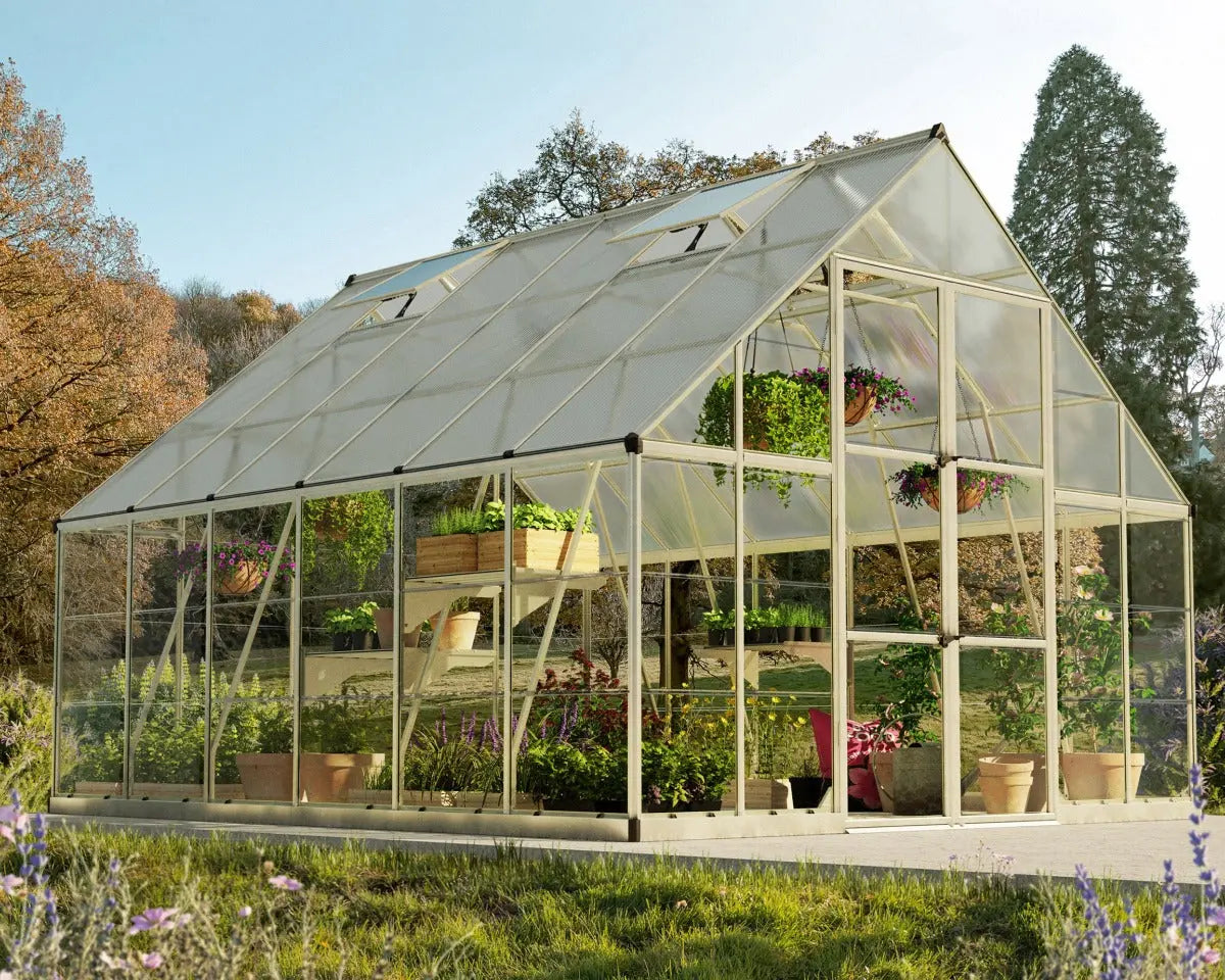 Balance® 10 ft. x 12 ft. Greenhouse Silver Frame Clear & TwinWall Panels | Palram-Canopia 10' Wide Balance Canopia by Palram   