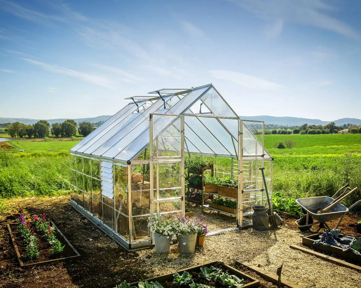 Balance® 10 ft. x 12 ft. Greenhouse Silver Frame Clear & TwinWall Panels | Palram-Canopia 10' Wide Balance Canopia by Palram   