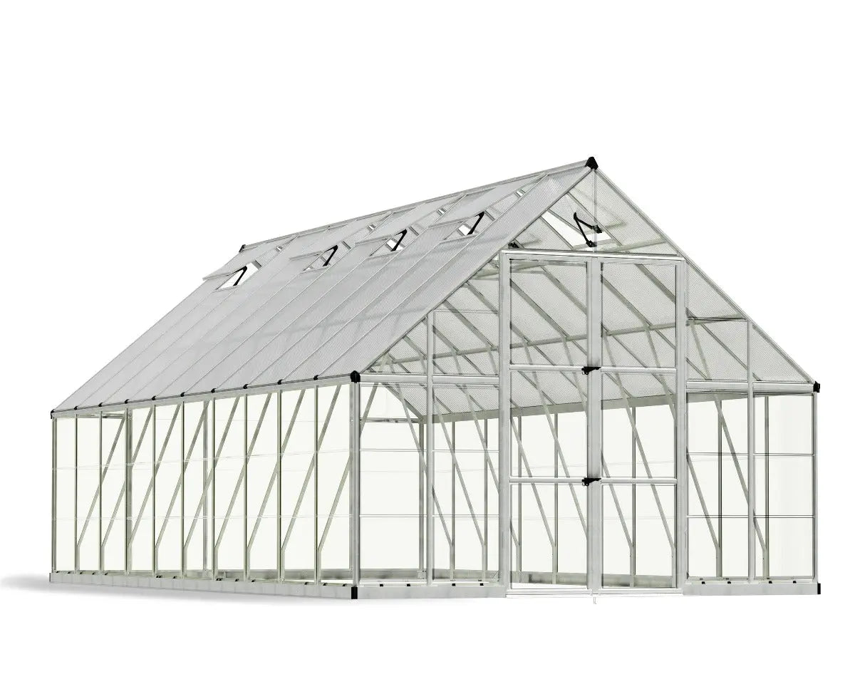 Balance® 10 ft. x 20 ft. Greenhouse Silver Frame Clear & Twin-Wall Panels | Palram-Canopia 10' Wide Balance Canopia by Palram   