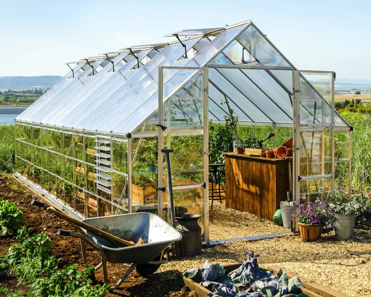 Balance® 10 ft. x 24 ft. Greenhouse Silver Frame Clear & Twin-Wall Panels | Palram-Canopia 10' Wide Balance Canopia by Palram   