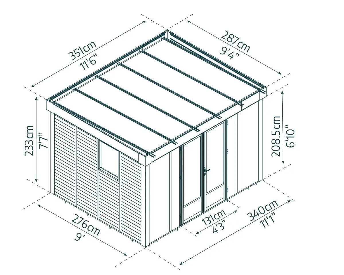 Copenhagen™ 11 ft. x 9 ft. Enclosed Garden Studio | Palram-Canopia Enclosed Gazebo Canopia by Palram   