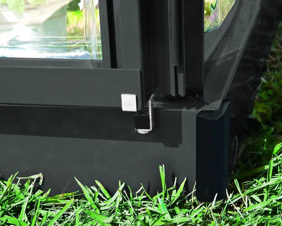 Hybrid™ 6 ft. x 8 ft. Greenhouse Clear & Twin Wall Panels Black Frame | Base