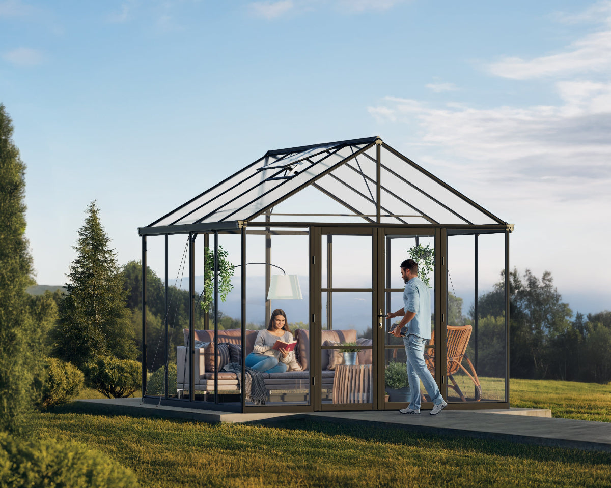 Palram-Canopia Greenhouses ARIA_10x10 Black Frame Clear Panels Outdoor Oasis