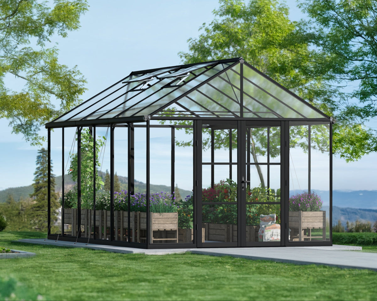 Palram-Canopia Greenhouses ARIA_10x15 Black Frame Clear Panels
