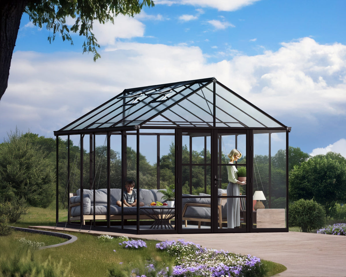 Palram-Canopia Greenhouses ARIA_10x15 Black Frame Clear Panels