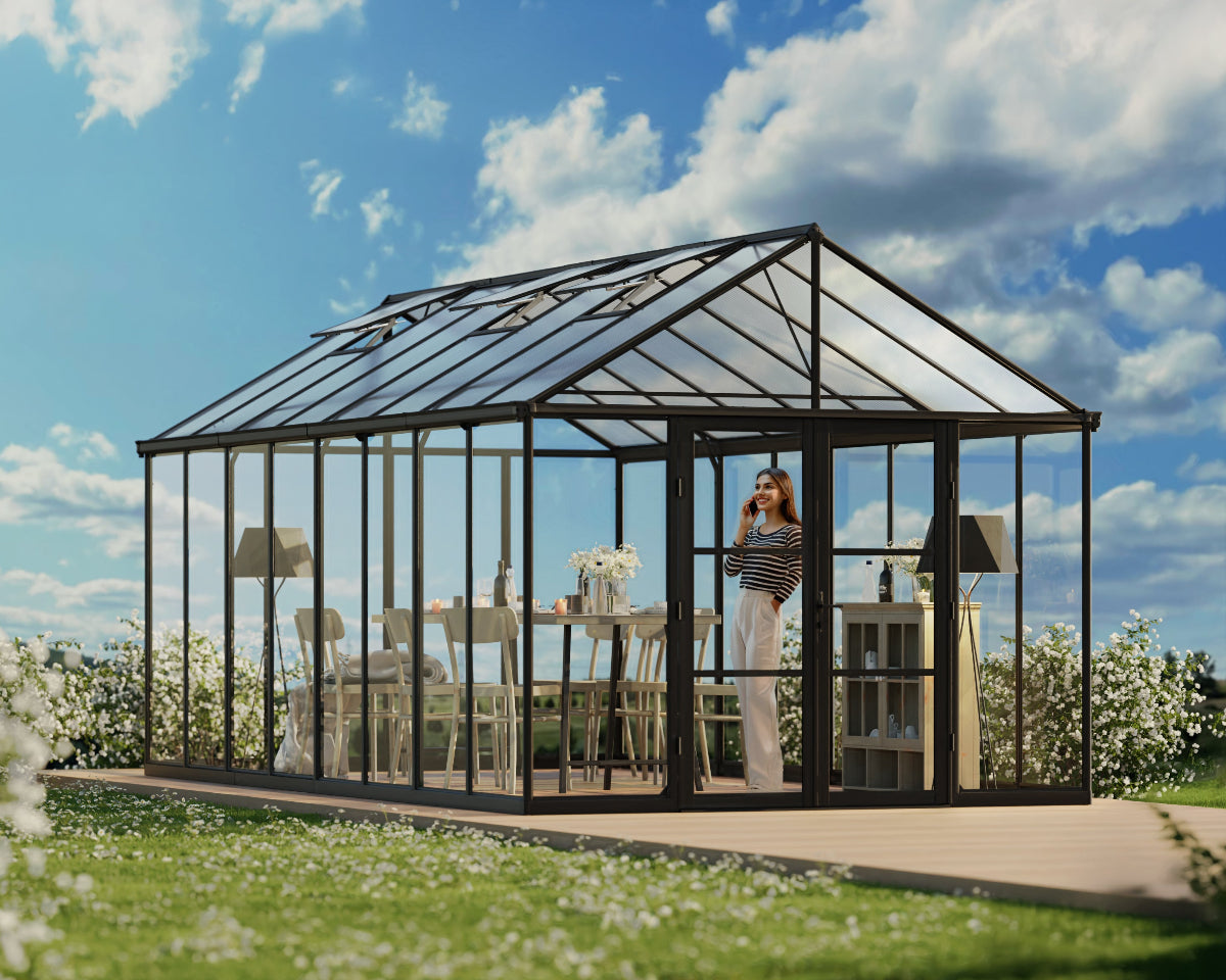 Palram-Canopia Greenhouses ARIA_10x20 Black Frame Clear Panels