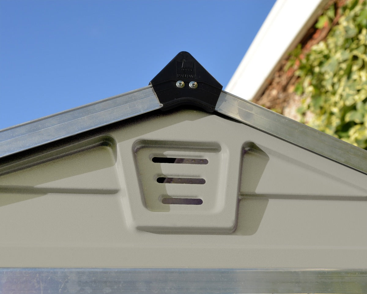 Skylight™ ~4 ft. x 6 ft. Storage Shed Beige Walls Brown Doors | Palram-Canopia 6' Wide SkyLight Canopia by Palram