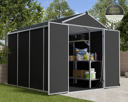 Rubicon™ ~6 ft. x 10 ft. Grey Storage Shed | Palram-Canopia Rubicon 6' Wide SkyLight Storage Shed Canopia by Palram   