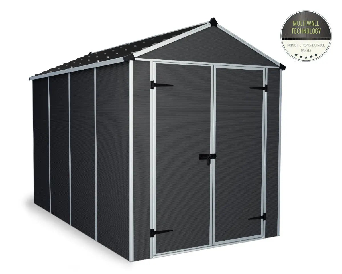Rubicon™ ~6 ft. x 10 ft. Grey Storage Shed | Palram-Canopia Rubicon 6' Wide SkyLight Storage Shed Canopia by Palram