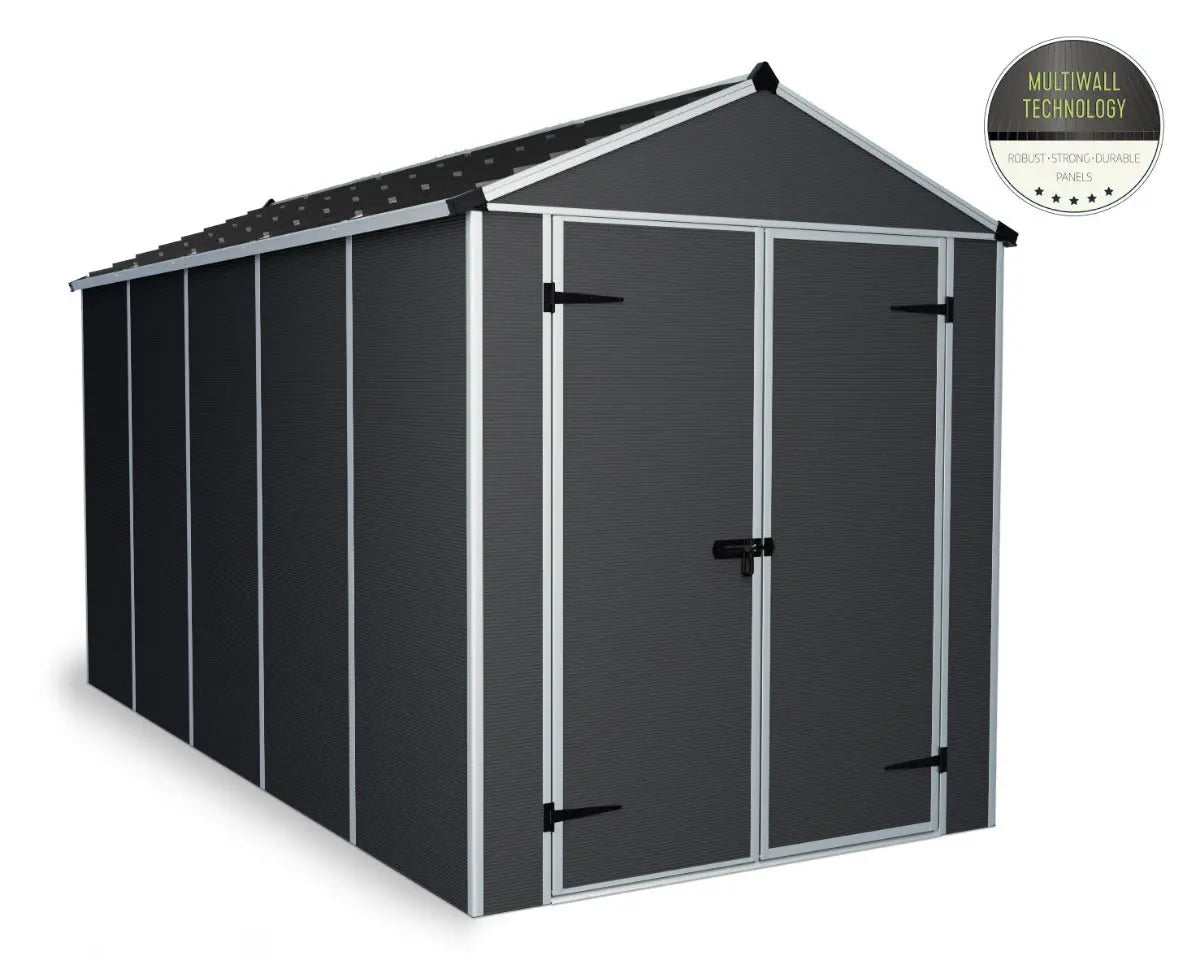 Rubicon™ ~6 ft. x 12 ft. Grey Storage Shed | Palram-Canopia Rubicon 6' Wide SkyLight Storage Shed Canopia by Palram