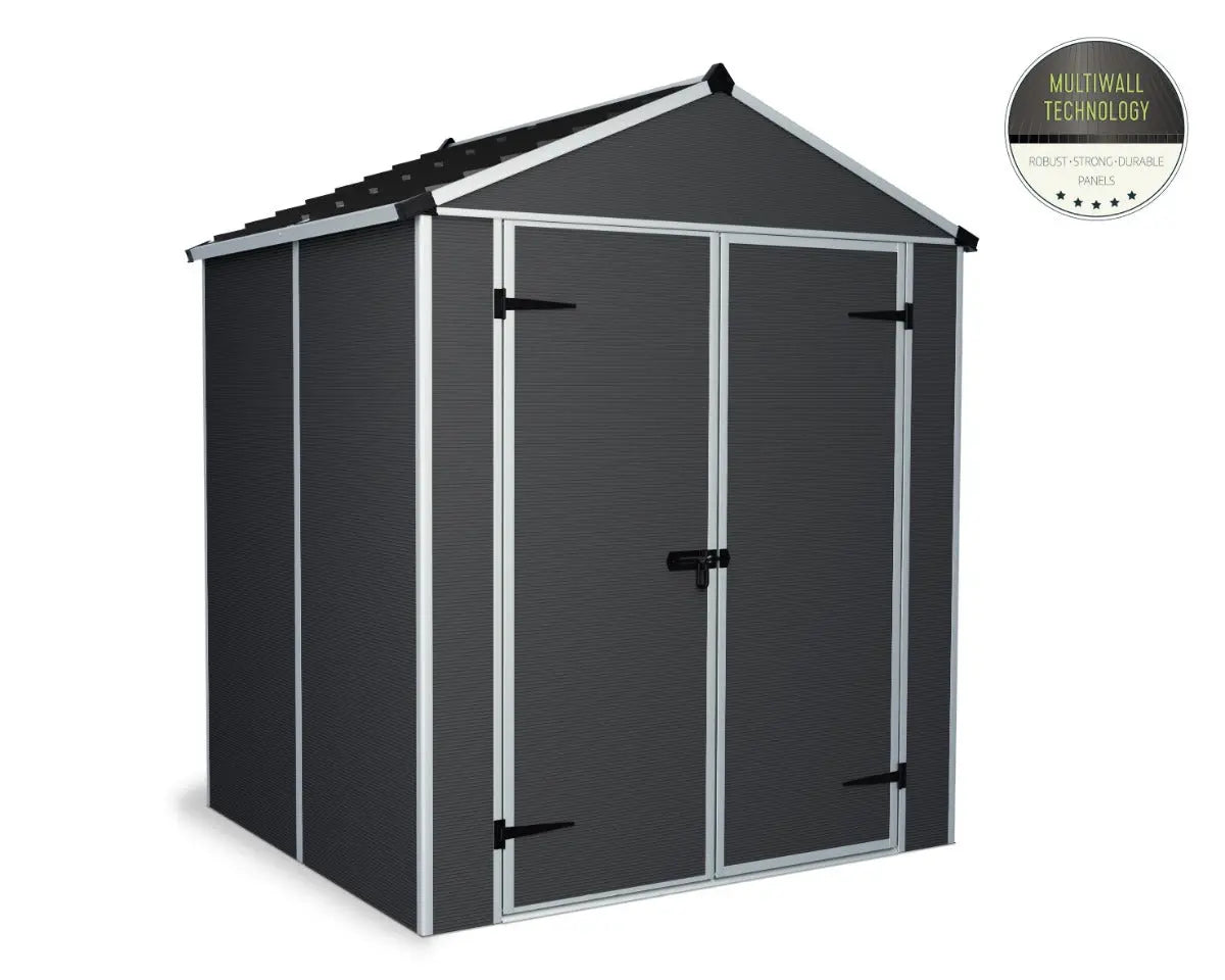 Rubicon™ ~6 ft. x 5 ft. Grey Storage Shed | Palram-Canopia Rubicon 6' Wide SkyLight Storage Shed Canopia by Palram