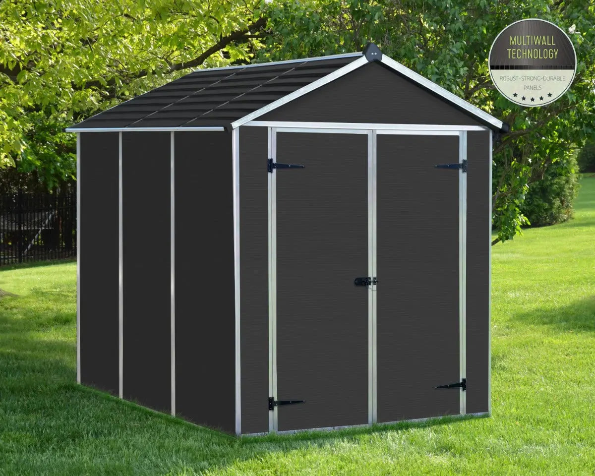 Rubicon™ ~6 ft. x 8 ft. Grey Storage Shed | Palram-Canopia Rubicon 6' Wide SkyLight Storage Shed Canopia by Palram