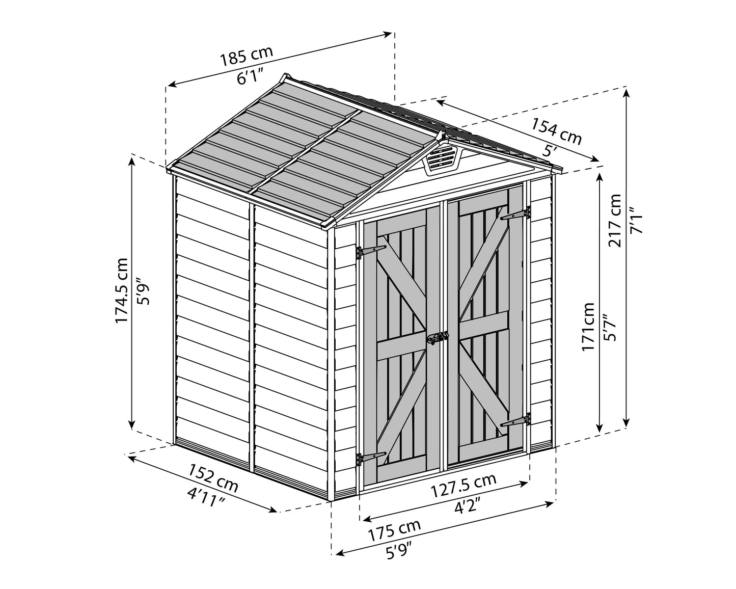 Skylight™ ~6 ft. x 5 ft. Storage Shed Beige Walls Brown Doors | Palram-Canopia 6' Wide SkyLight Canopia by Palram   