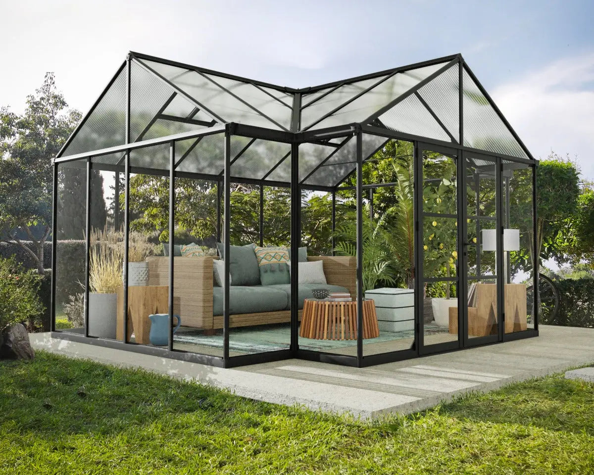 Triomphe® 12 ft. x 15 ft. Orangery Chalet Greenhouse | Palram-Canopia 10' Wide - Triomphe Chalet Canopia by Palram