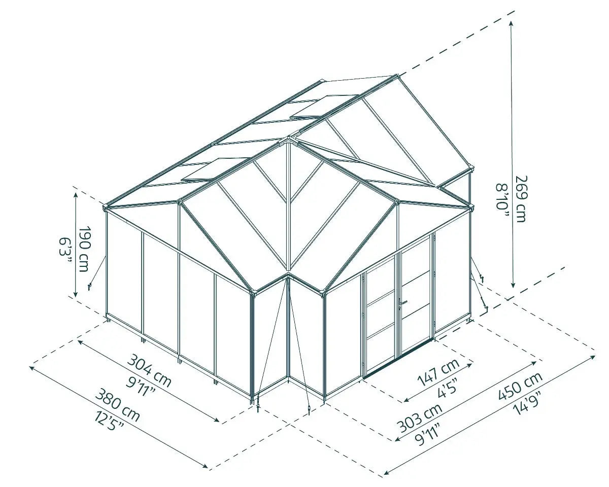 Triomphe® 12 ft. x 15 ft. Orangery Chalet Greenhouse | Palram-Canopia 10' Wide - Triomphe Chalet Canopia by Palram
