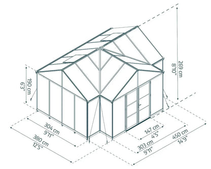 Triomphe® 12 ft. x 15 ft. Orangery Chalet Greenhouse | Palram-Canopia 10' Wide - Triomphe Chalet Canopia by Palram   
