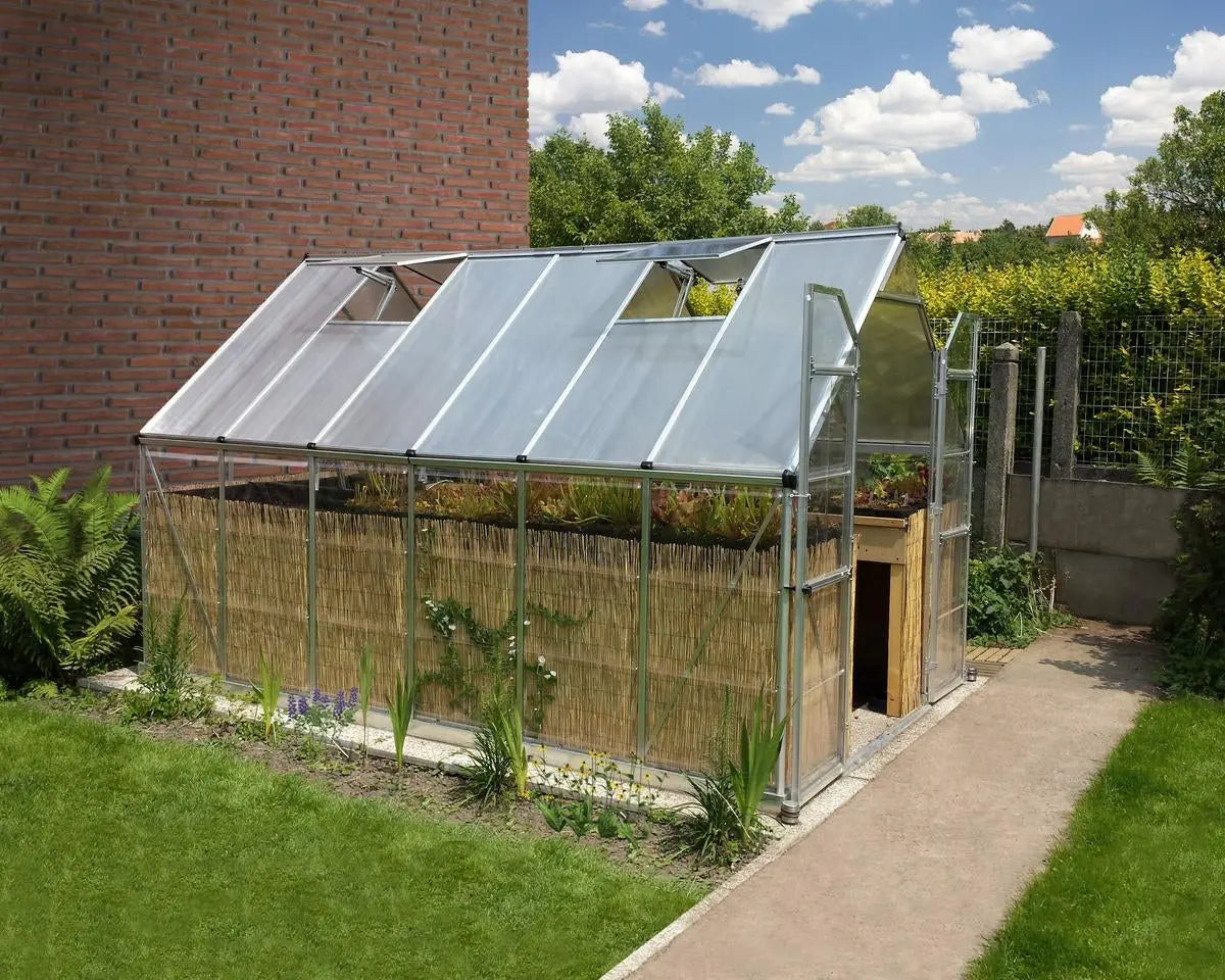 Balance® 8 ft. x 12 ft. Greenhouse Silver Frame Clear & TwinWall Panels | Palram-Canopia 8' Wide Balance Canopia by Palram