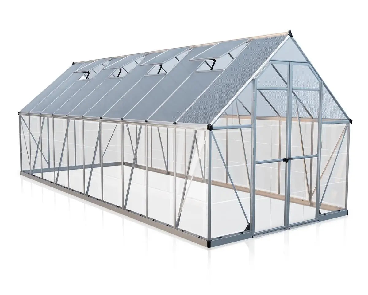 Balance® 8 ft. x 20 ft. Greenhouse Silver Frame Clear & TwinWall Panels | Palram-Canopia 8' Wide Balance Canopia by Palram   