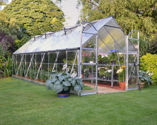 Balance® 8 ft. x 20 ft. Greenhouse Silver Frame Clear & TwinWall Panels | Palram-Canopia 8' Wide Balance Canopia by Palram