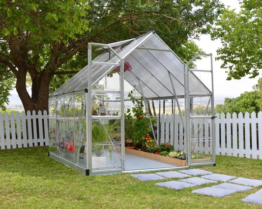 Balance® 8 ft. x 8 ft. Greenhouse Silver Frame Clear & TwinWall Panels | Palram-Canopia 8' Wide Balance Canopia by Palram   