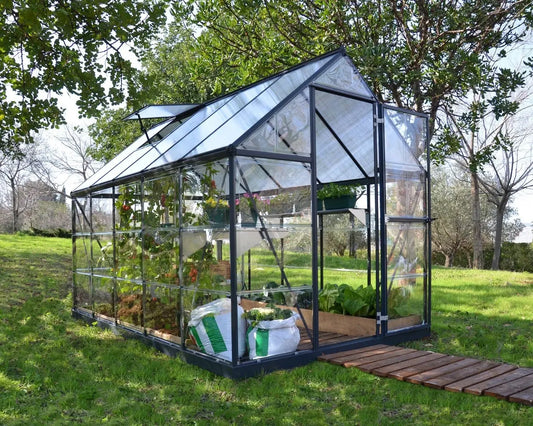 Hybrid™ 6 ft. x 10 ft. Greenhouse Clear & Twin Wall Grey Frame | Palram-Canopia 6' Wide Hybrid Canopia by Palram