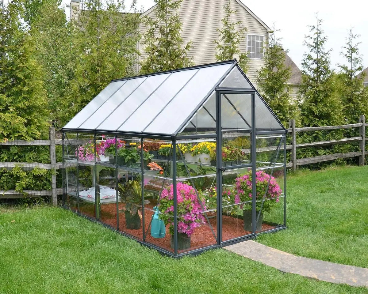 Hybrid™ 6 ft. x 10 ft. Greenhouse Clear & Twin Wall Grey Frame | Palram-Canopia 6' Wide Hybrid Canopia by Palram