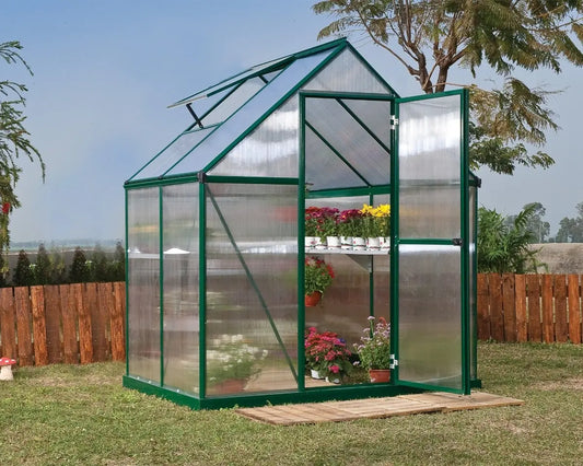 Mythos® 6 ft. x 4 ft. Greenhouse Twin Wall Green | Palram-Canopia 6' Wide Mythos Canopia by Palram
