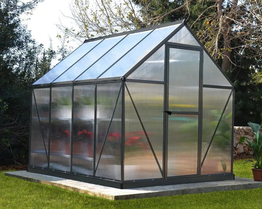 Mythos® 6 ft. x 8 ft. Greenhouse Twin Wall Grey | Palram-Canopia 6' Wide Mythos Canopia by Palram Mythos® 6 ft. x 8 ft. Greenhouse Twin Wall Grey