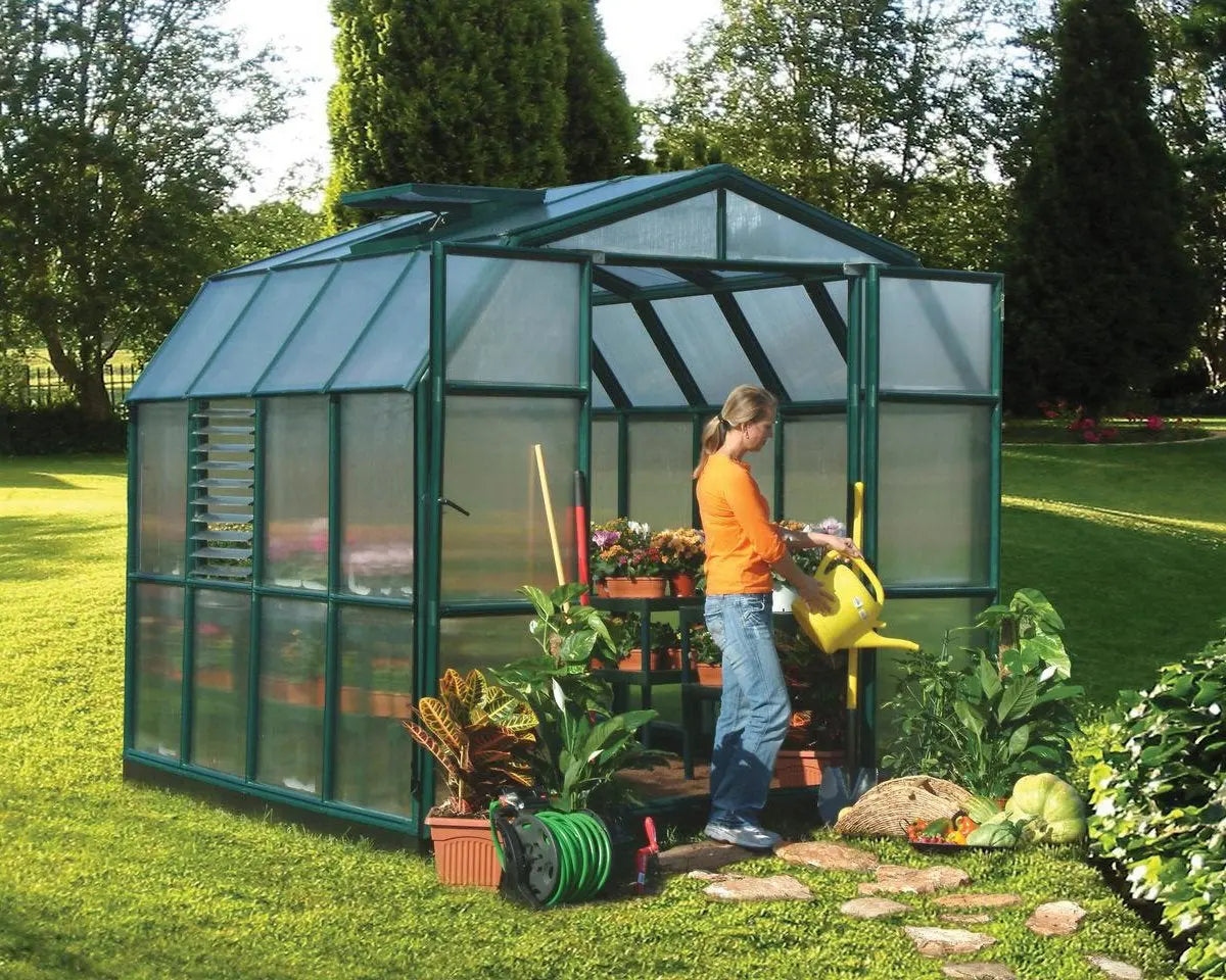 Prestige® ~8 ft. x 8 ft. Twin-Wall Panels Greenhouse | Rion by Palram-Canopia 8' Wide Prestige with MOUNTING BASE Canopia by Palram   