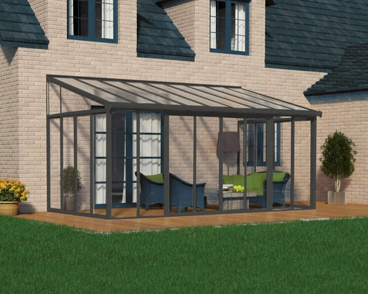 SanRemo™ 10 ft. x 18 ft. Solarium Patio Enclosure Grey Frame Translucent Roof | Palram-Canopia Solarium Canopia by Palram