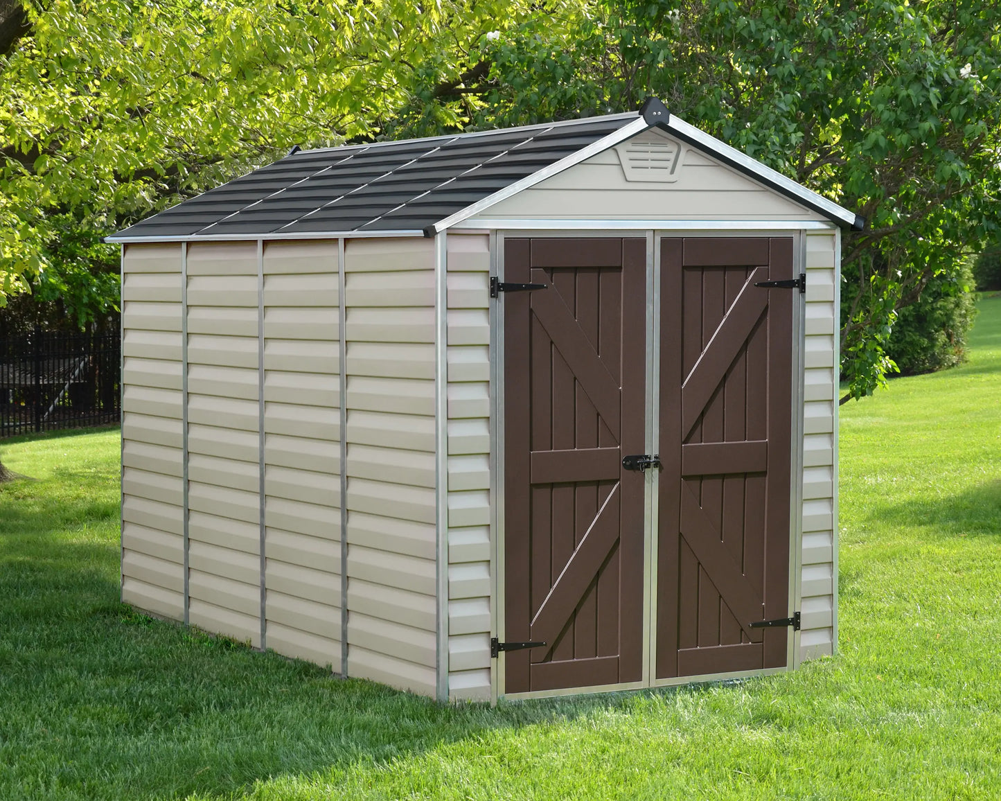 Skylight™ ~6 ft. x 10 ft. Storage Shed Beige Walls Brown Doors | Palram-Canopia 6' Wide SkyLight Canopia by Palram