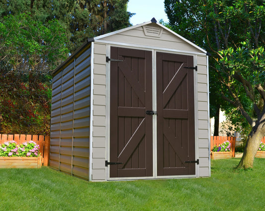 Skylight™ ~6' x 8' Storage Shed Beige Walls Brown Doors | Palram-Canopia 6' Wide SkyLight Canopia by Palram