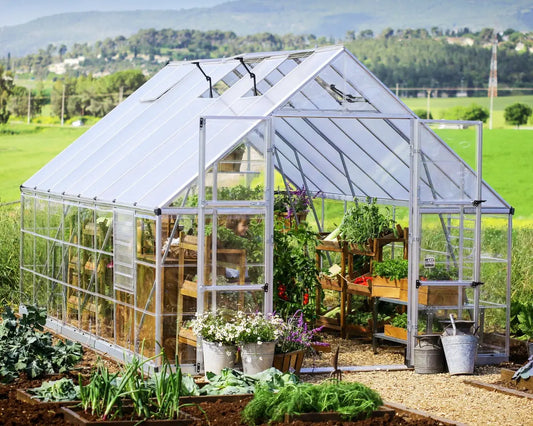 Balance® 10 ft. x 16 ft. Greenhouse Silver Frame Clear & Twin-Wall Panels | Palram-Canopia 10' Wide Balance Canopia by Palram   