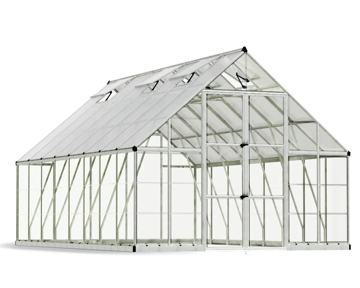 Balance® 10 ft. x 16 ft. Greenhouse Silver Frame Clear & Twin-Wall Panels | Palram-Canopia 10' Wide Balance Canopia by Palram   