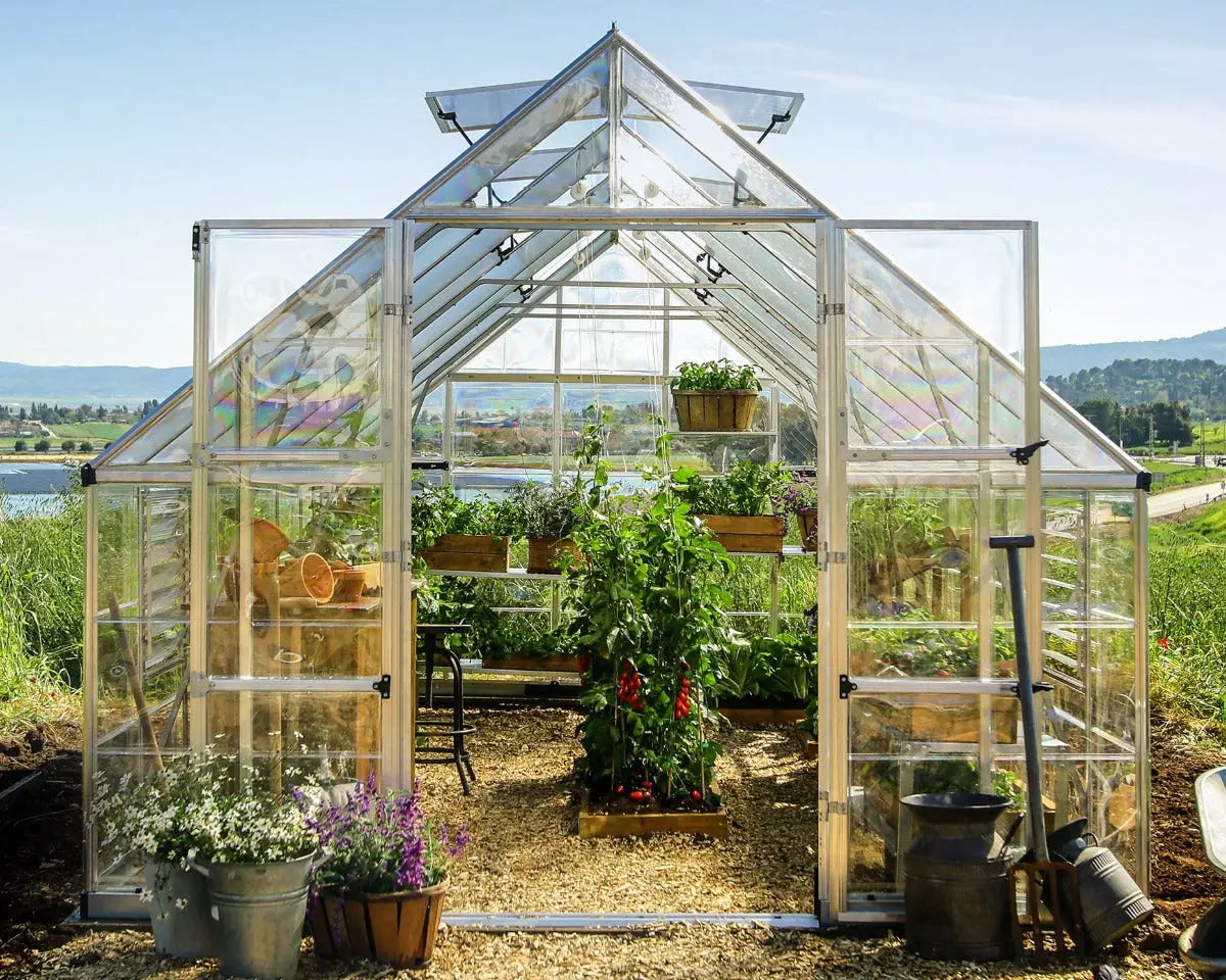 Balance® 10 ft. x 20 ft. Greenhouse Silver Frame Clear & Twin-Wall Panels | Palram-Canopia 10' Wide Balance Canopia by Palram   