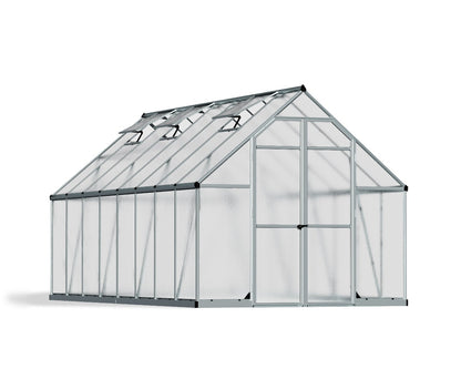 Essence™ 8 ft. x 16 ft. Greenhouse Silver Frame Twin-Wall Panels | Palram-Canopia 8' Wide Essence Canopia by Palram   