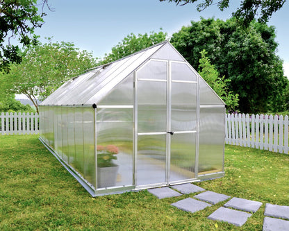 Essence™ 8 ft. x 20 ft. Greenhouse Silver Frame Twin-Wall Panels | Palram-Canopia 8' Wide Essence Canopia by Palram   