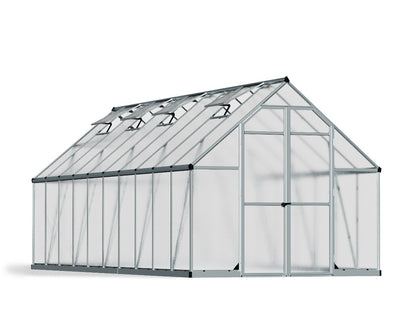 Essence™ 8 ft. x 20 ft. Greenhouse Silver Frame Twin-Wall Panels | Palram-Canopia 8' Wide Essence Canopia by Palram   