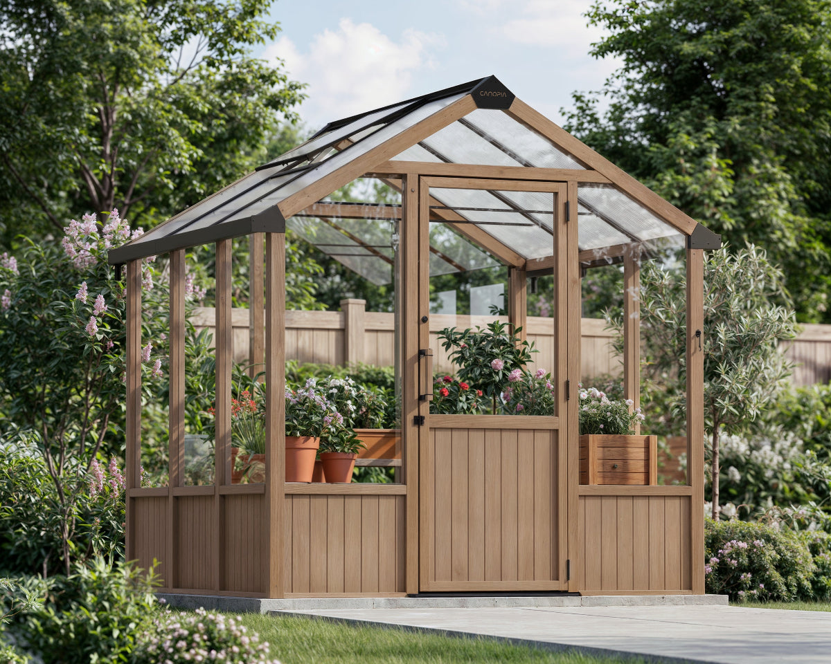 Palram-Canopia 8 ft. Wide, Natura Cedar Greenhouse Series – Canada