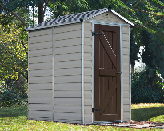 Skylight™ ~4 ft. x 6 ft. Storage Shed Beige Walls Brown Doors | Palram-Canopia 6' Wide SkyLight Canopia by Palram   