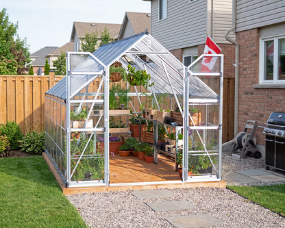 Balance® 8 ft. x 12 ft. Greenhouse Silver Frame Clear & TwinWall Panels | Palram-Canopia 8' Wide Balance Canopia by Palram   