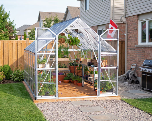 Balance® 8 ft. x 12 ft. Greenhouse Silver Frame Clear & TwinWall Panels | Palram-Canopia 8' Wide Balance Canopia by Palram   