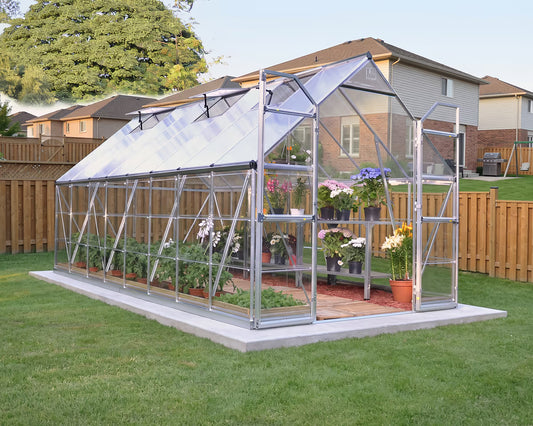 Balance® 8 ft. x 16 ft. Greenhouse Silver Frame Clear & TwinWall Panels | Palram-Canopia 8' Wide Balance Canopia by Palram   