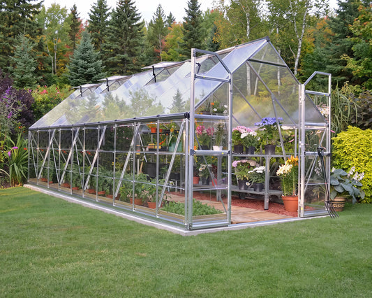 Balance® 8 ft. x 20 ft. Greenhouse Silver Frame Clear & TwinWall Panels | Palram-Canopia 8' Wide Balance Canopia by Palram   