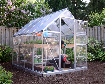 Hybrid 6 ft. x 8 ft. Greenhouse Silver Frame | Palram-Canopia 6' Wide Hybrid Canopia by Palram