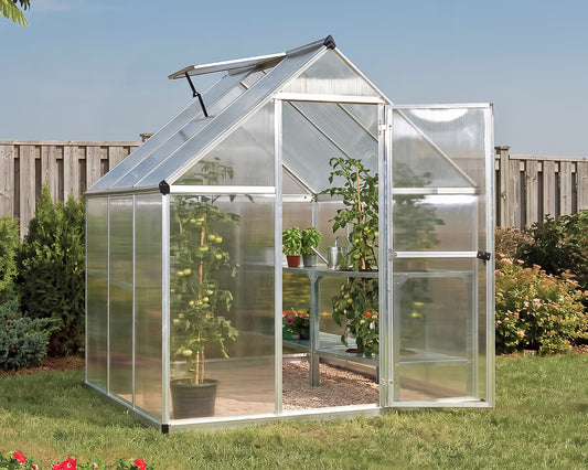 Mythos 6 ft. x 6 ft. Greenhouse Twin Wall Silver | Palram-Canopia 6' Wide Mythos Canopia by Palram