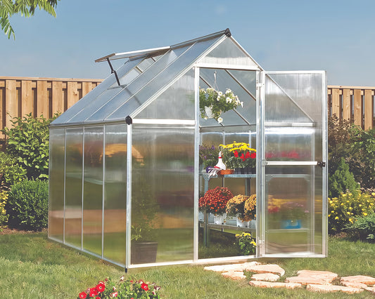 Mythos 6 ft. x 8 ft. Greenhouse Twin Wall Silver | Palram-Canopia 6' Wide Mythos Canopia by Palram