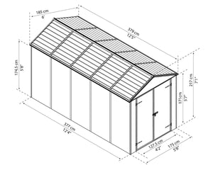 Rubicon ~6 ft. x 12 ft. Grey Storage Shed  | Palram-Canopia Canopia by Palram