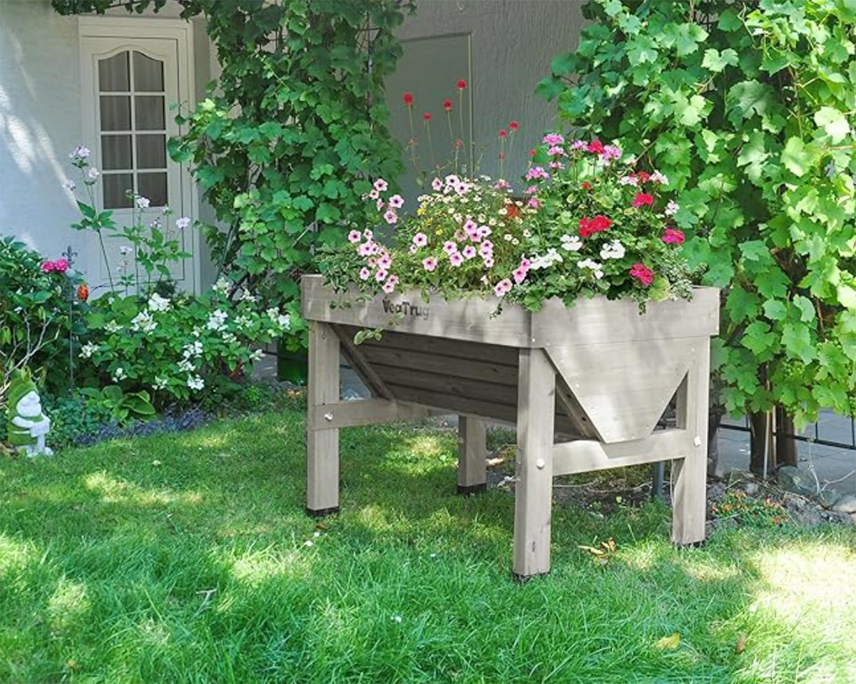 VegTrug Classic Raised Garden Bed Planter 41" x 30" x 32" Grey Wash Cold Frames & Raised Gardens VegTrug   