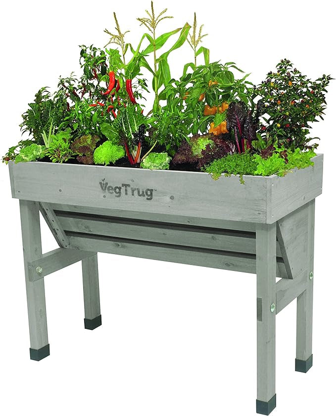 VegTrug Wall Hugger Raised Garden Bed Planter in Grey Wash - Small